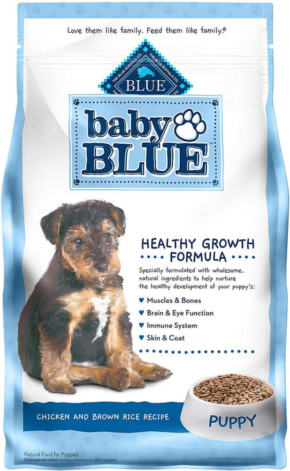 Blue Buffalo Baby Blue Natural Dry Food for Puppies, Healthy Growth Formula with DHA, Savory Chicken Recipe, 4-lb Bag
