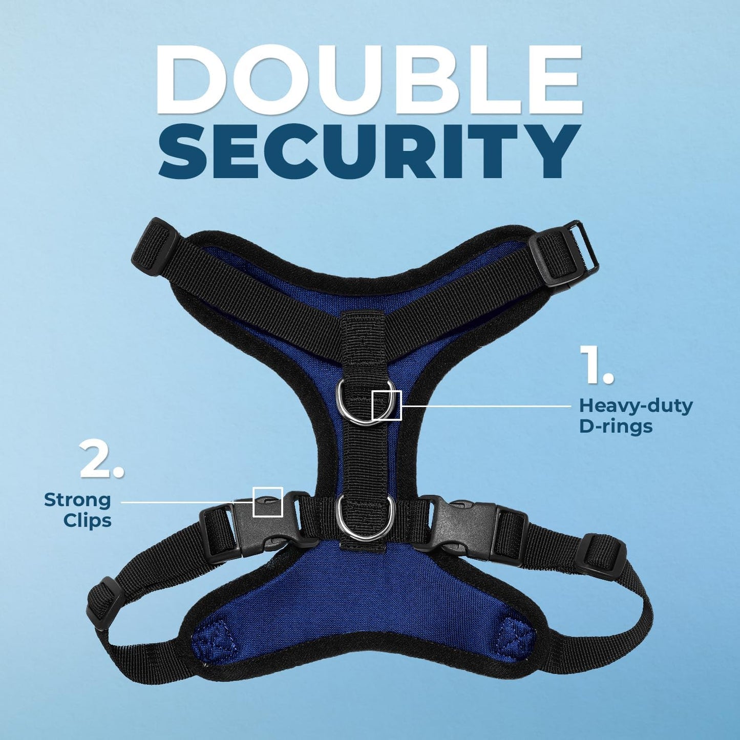 Best Pet Supplies Voyager Step-in Lock Pet Harness w Reflective Pet Leash Combo Set with Neoprene Handle 5ft - Supports Small, Medium and Large Breed Puppies/Cats - Royal Blue/Black Trim Set, M