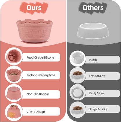 Dog Slow Feeder Lick Bowl-Anxiety Relief Dog Licking Mat Treat Dispenser with Bottom Suction for Small Medium and Large Breed Dogs, BPA Free Silicone