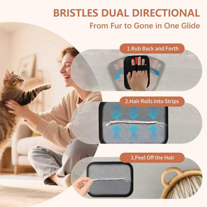 2 Pcs Pet Hair Removal Glove - Upgraded Electrostatic Pet Hair Remover Gloves for Cats & Dogs, Reusable & Washable Magic Brush Pet Hair Removal Tool (Black, L)