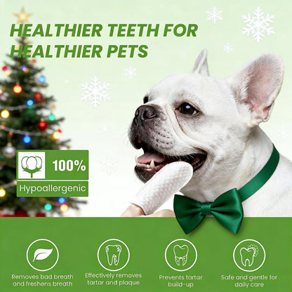 Teeth Cleaning Wipes for Dogs & Cats –60 Count, Dog Dental Care Finger Wipes, Dog Finger Toothbrush Wipes Helps Remove Tartar & Plaque, Fresh Breath, Dog Tooth Brushing Kit-Unflavored