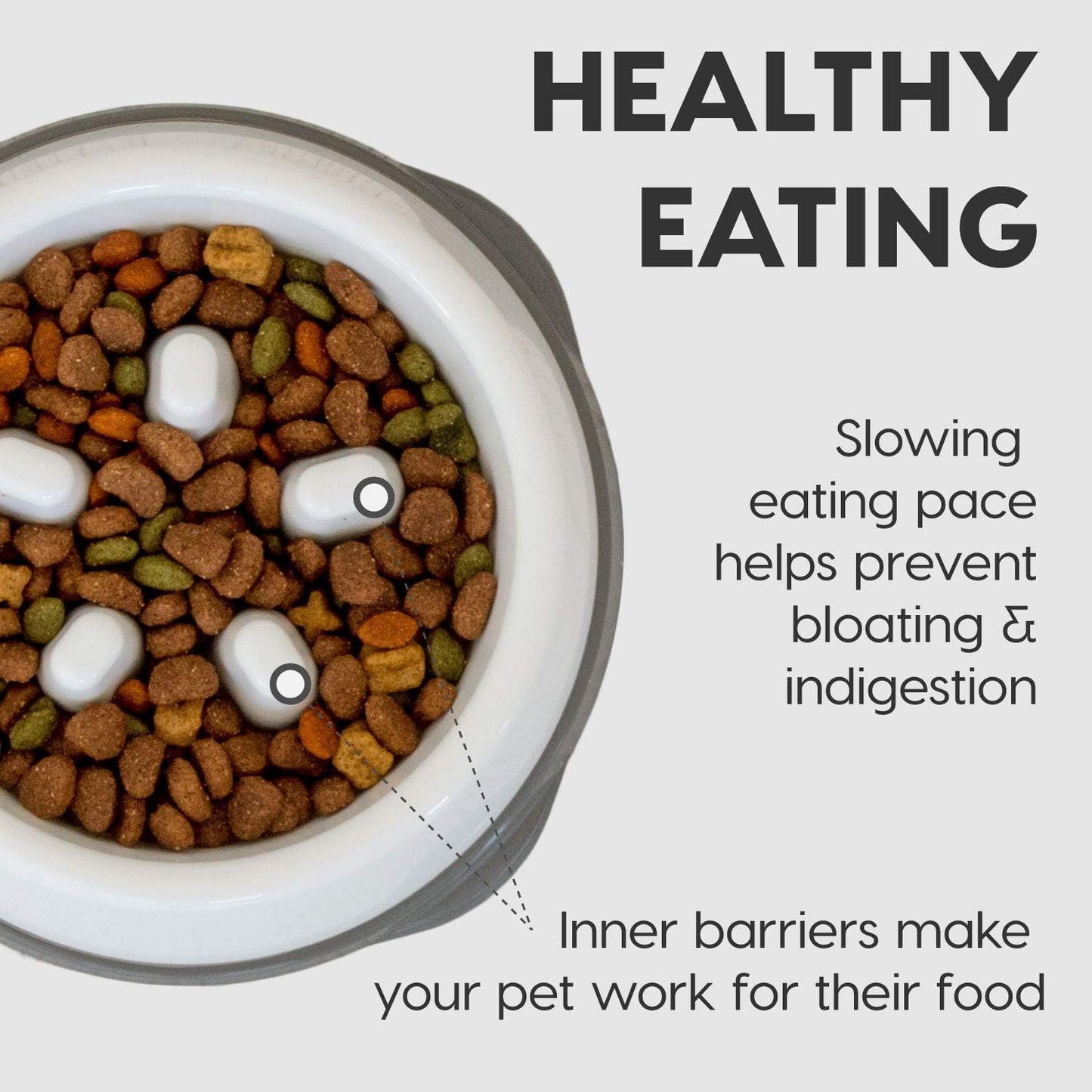 IRIS USA 4-Cup Slow Feeder Bowl, Anti-Choking & Anti-Slip Puzzle Dish for Healthy Digestion, Long Snout Dogs & Cats, BPA & PVC-Free, Beige/Black