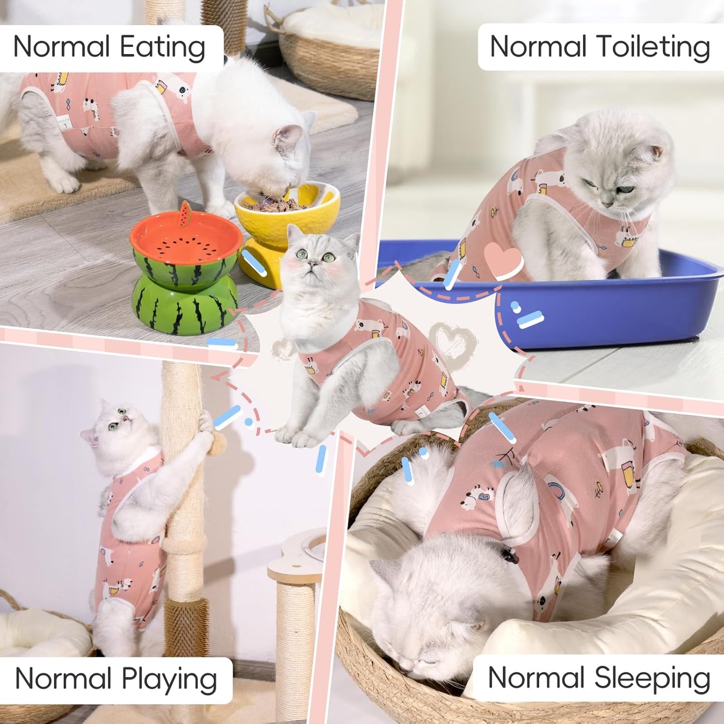 2 Pack Cat Spay Recovery Suit Female, Breathable Cat Onesie for Cats After Surgery Female, Kitten Surgery Recovery Suit for Abdominal Wounds
