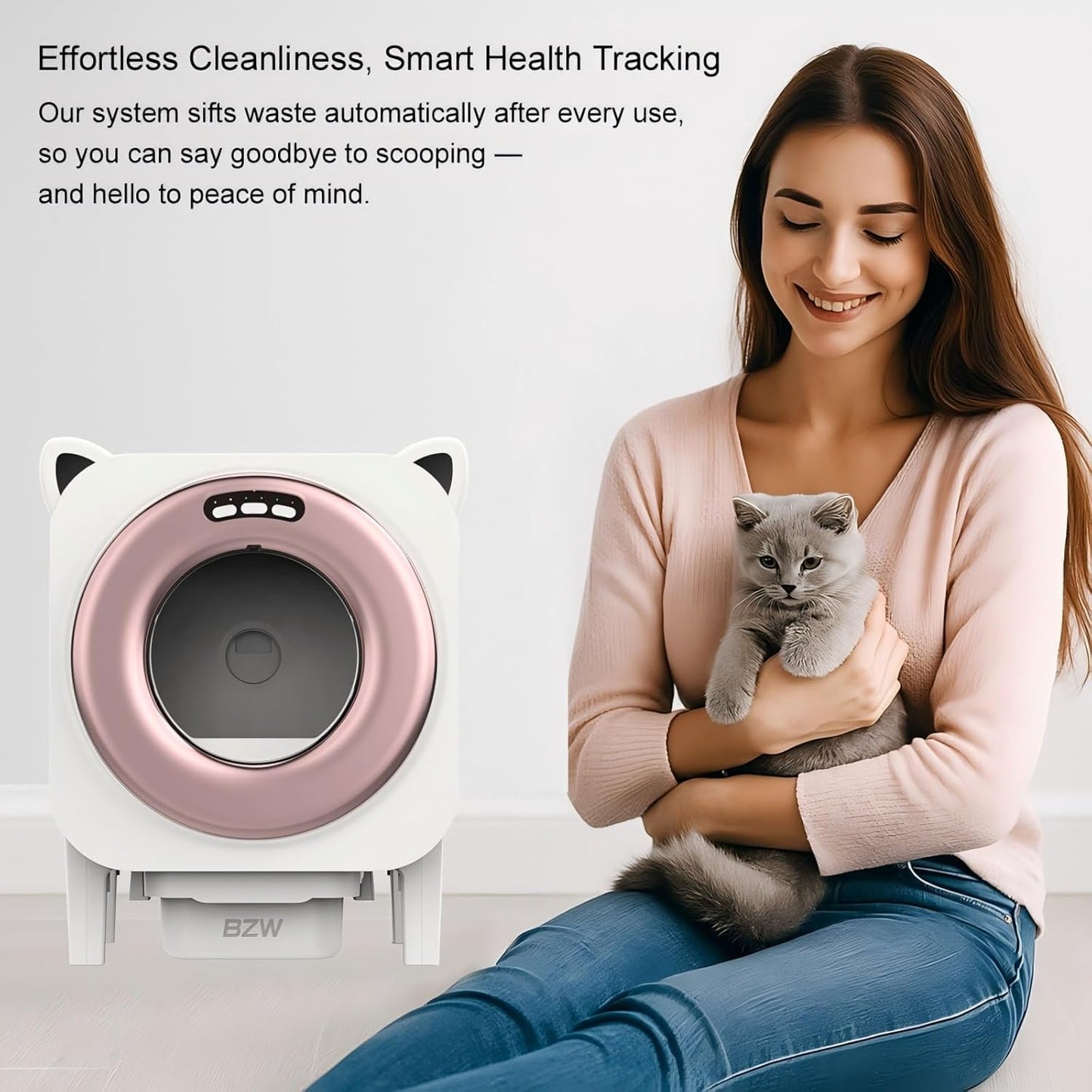 Self Cleaning Litter-Box for Multiple Cats with 76L Large Capacity,Automatic Litter Box with App Control and Safety Sensors Protection (Black)