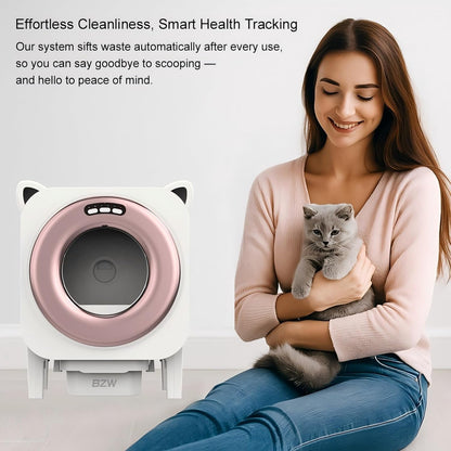 Self Cleaning Litter-Box for Multiple Cats with 76L Large Capacity,Automatic Litter Box with App Control and Safety Sensors Protection (Black)