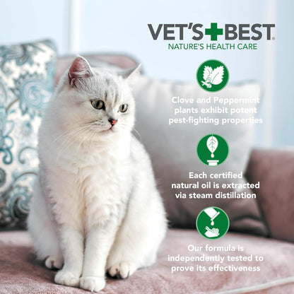 Vet's Best Natural Flea and Tick Spray for Cats and Home – Plant-Based Pest Control with Certified Essential Oils – Safe Indoor Flea Treatment for Cat Households – 96 oz Refill Bottle – Made in USA
