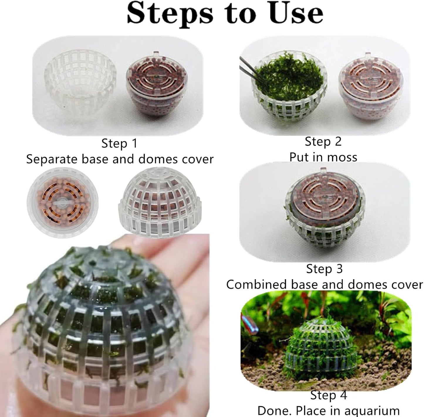 3 PCS Aquarium Moss Ball Holder Professional Aquarium Plant Holder Plastic Moss Ball Fish Tank Plant Holder with Filter Stone for Fish Tank Accessories
