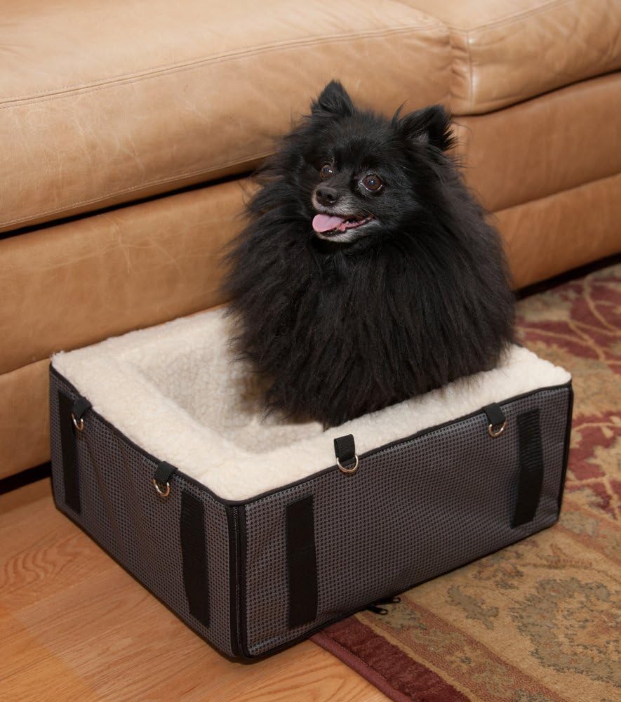 Pet Gear Dog/Cat Convertible Booster Seat and Pet Bed, Removable Washable Cover, Safety Tethers Included, Installs in Seconds, No Tools Required, slate, medium (PG1118DSL)