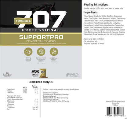 Formula 707 Support Pro Daily Packs for Horses - 28 Day Supply - Calming, Ulcer Support, Hindgut Health, Focus & Stress Relief