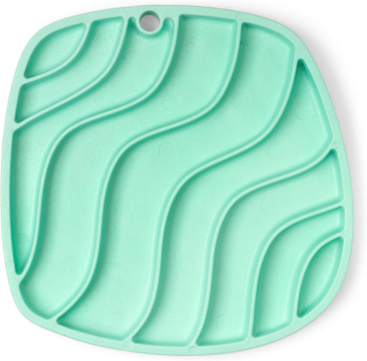 West Paw Seaflex Waves Feast Mat – All-in-One, Slow Feeder, Lick Mat – Encourages Foraging & Food Exploration - Engages Picky Eaters & Slow Feeding - Versatile – Easy to Clean, Non-Toxic - Mint