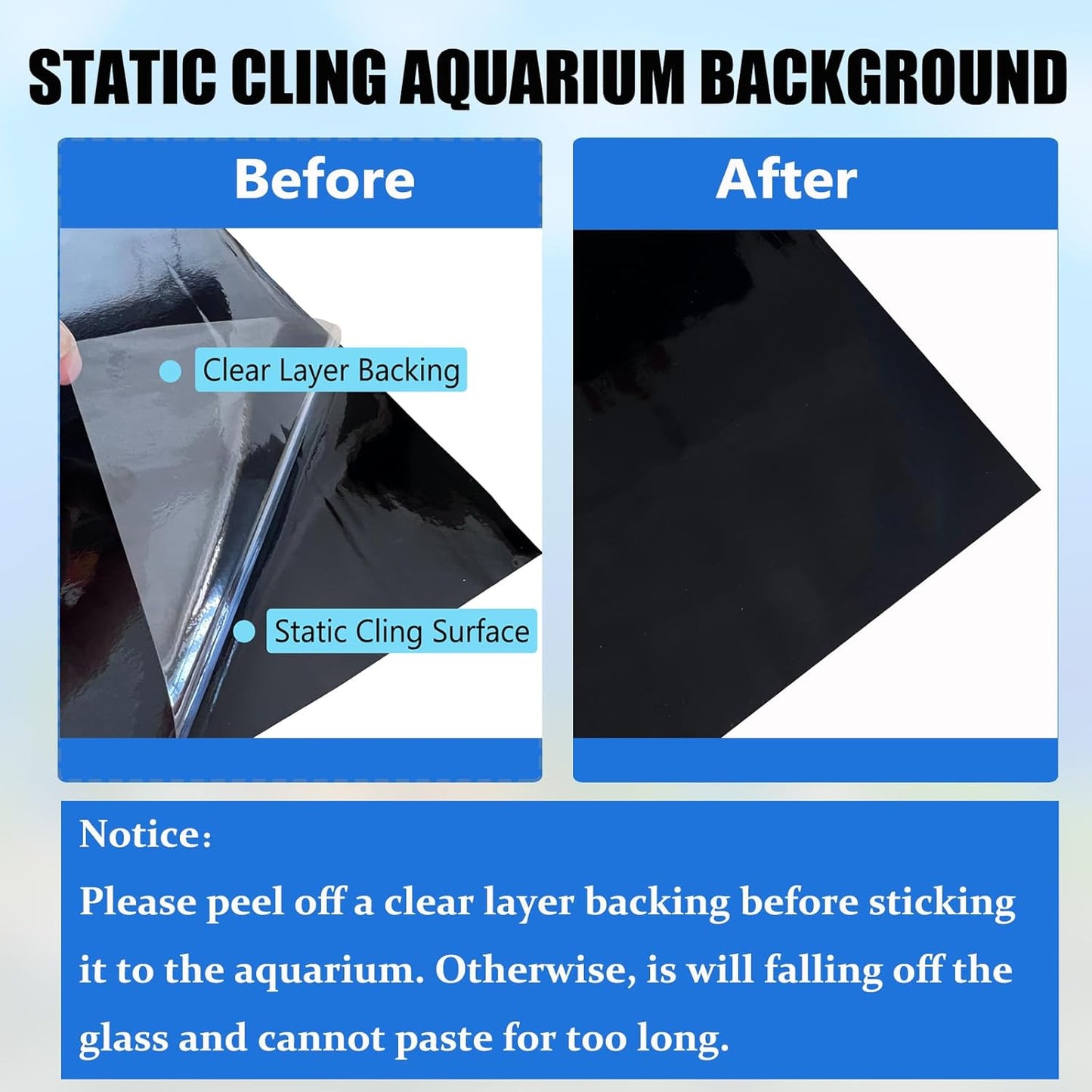 Aquarium Background Static Cling Black Fish Tank Background Wallpaper Fish Tank Backdrop Vinyl Aquarium Poster Background 24 x 12 in