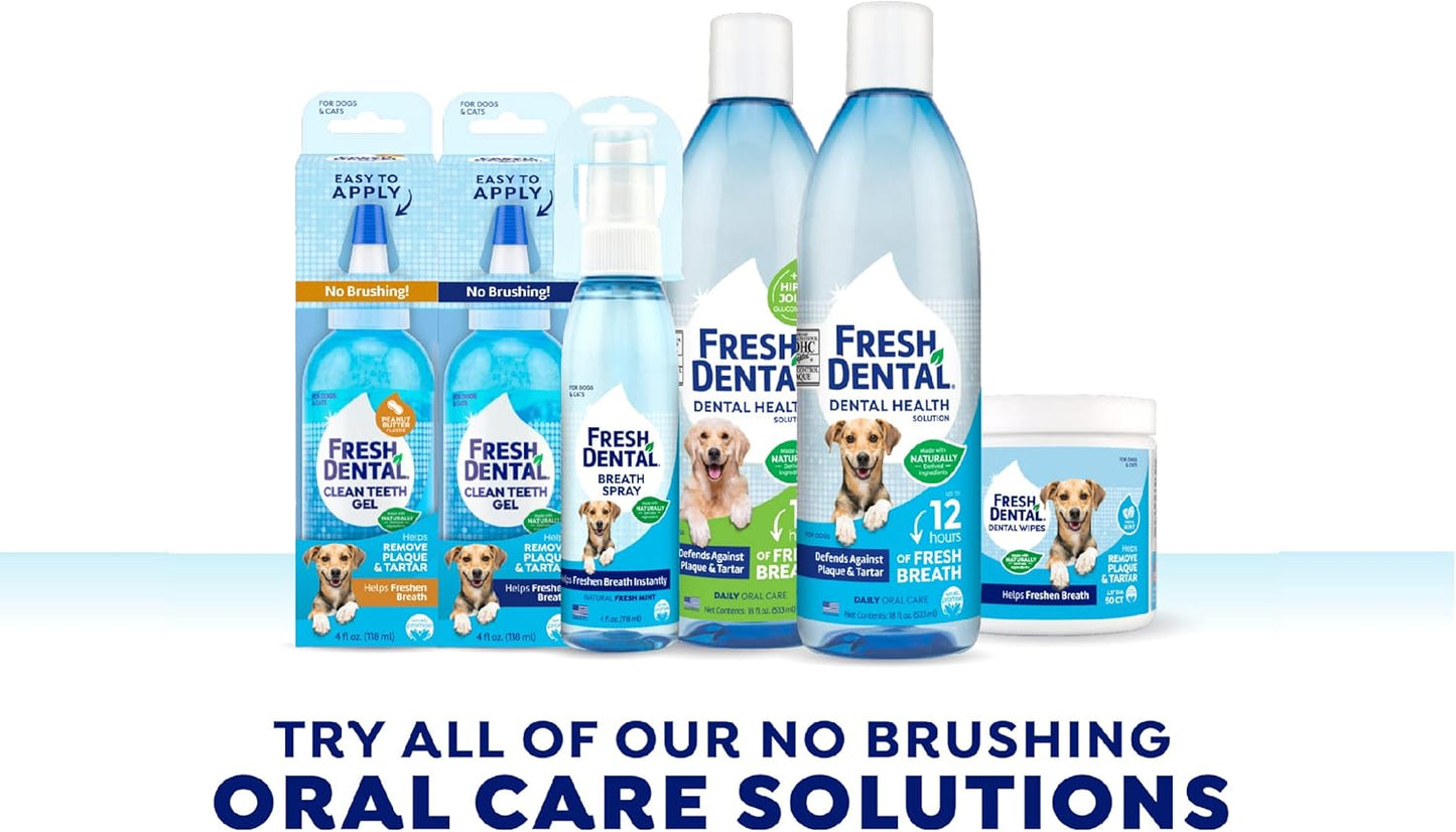 Fresh Dental Dog Toothpaste for Teeth Cleaning, Dog Breath Freshener, Easy Plaque & Tartar Remover Gel, No Toothbrush Needed, Effortless Dental Care, Tasty Peanut Butter Flavored Toothpaste, 4oz.