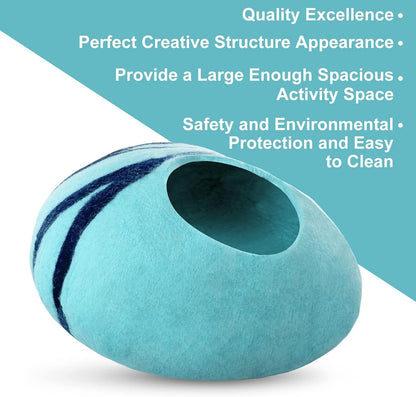 Cat Cave,Premium Felt Cat Bed for Indoor,Cave Bed Artificial Wool Comfortable Warm Hideout Pet Kitten Dome for Indoor