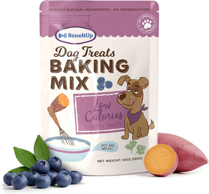 BoneItUp Dog Treat Baking Mix + Hip & Joint Support Chews – Low Calorie Nutrient-Rich Treat Mix and Glucosamine, Chondroitin, MSM & Omega Mobility Supplement for Puppies, Adults & Senior Dogs
