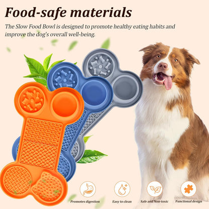 Silicone Slow Feeder Bowl, Lick Mat with Suction Cups for All Breed Dogs, Snuffle Feeding Mat for Bored Puppy Anxiety Relief, Licking Mat for Dry and Wet Food, Grey