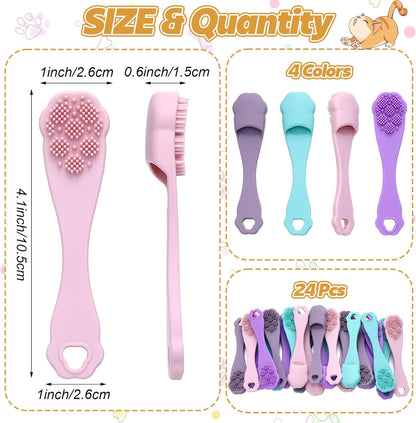 24 Pcs Silicone Finger Toothbrush for Dogs Cats Soft Bristles Pet Tooth Brushing Kit Gentle Dental Care Kits Teeth Cleaning Supplies Bulk for Large and Small Dogs Cats Puppy