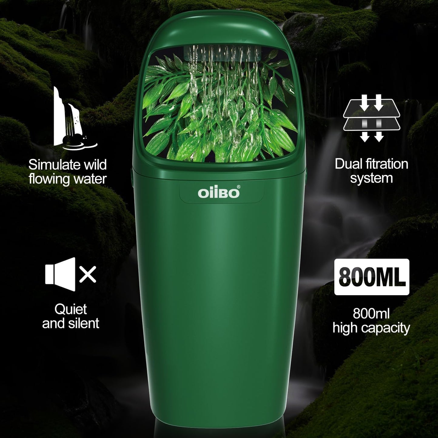 OIIBO Reptile Water Fountain Chameleon Water Dripper, Reptile Water Dispenser with 800ml Large Capacity, Terrarium Waterfall Drinking Fountain for Bearded Dragon Gecko Lizard