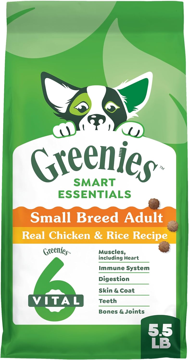 Greenies Smart Essentials Small Breed Adult High Protein Dry Dog Food Real Chicken & Rice Recipe, 5.5 lb. Bag