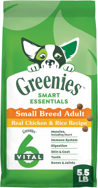 Greenies Smart Essentials Small Breed Adult High Protein Dry Dog Food Real Chicken & Rice Recipe, 5.5 lb. Bag