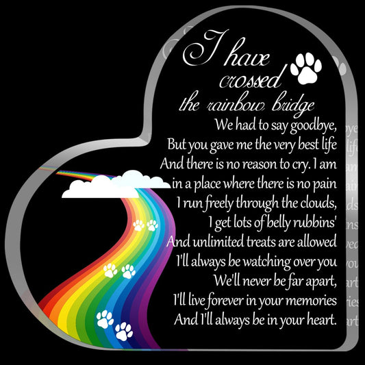 Pet Memorial Gifts, Sympathy Gift for Loss of Dog Cat, Pet Memorial Acrylic Rainbow Bridge Decorations Condolences Gifts for Pet Loss Remembrance Keepsake