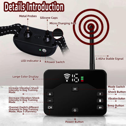 Wireless Dog Fence System for 2 Dogs, 2025 Newest Electric Fence for Dogs, Portable 2 in 1 Waterproof Training Shock Collar with Remote Control,Perimeter Dog Collar Up to 985ft Adjustable