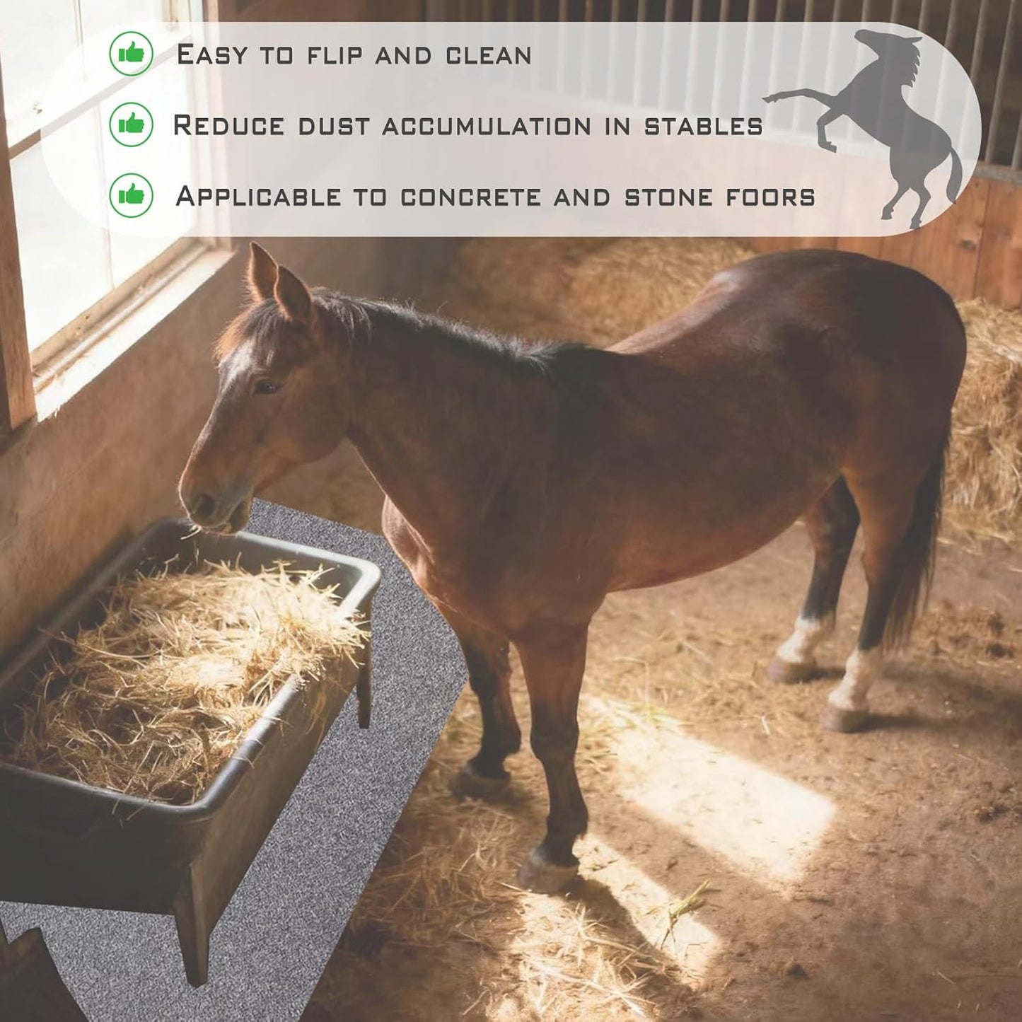 4×6ft Horse Stable Mat Lightweight Floor Mat, Non Slip Backing Floor Mat, Durable & Water Absorbent Stable Mats,Keep Floor Dry & Clean, Cuttable & Back Non-Slip Design Mat for Horses Livestock