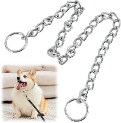 Dog Chain Collar, Stainless Steel Choker Collar with Slip Link Design, Heavy Duty Metal Training for Small Medium Large Breed Dogs Training and Walking Silver 20 Inch Max Neck Size