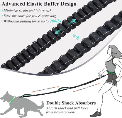 VIVAGLORY Hands Free Dog Leash + Dog Coat, Running Waist Leash with Belt for Running Walking, Warm Fleece Lined Reflective