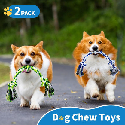 [2 Pack] Dog Rope Toys, Dog Chew Toy for Medium and Small Dogs, 3 Knots Heavy Duty Puppy Rope Toy, 100% Cotton Tug of War Dog Toys for Boredom, Teeth Cleaning