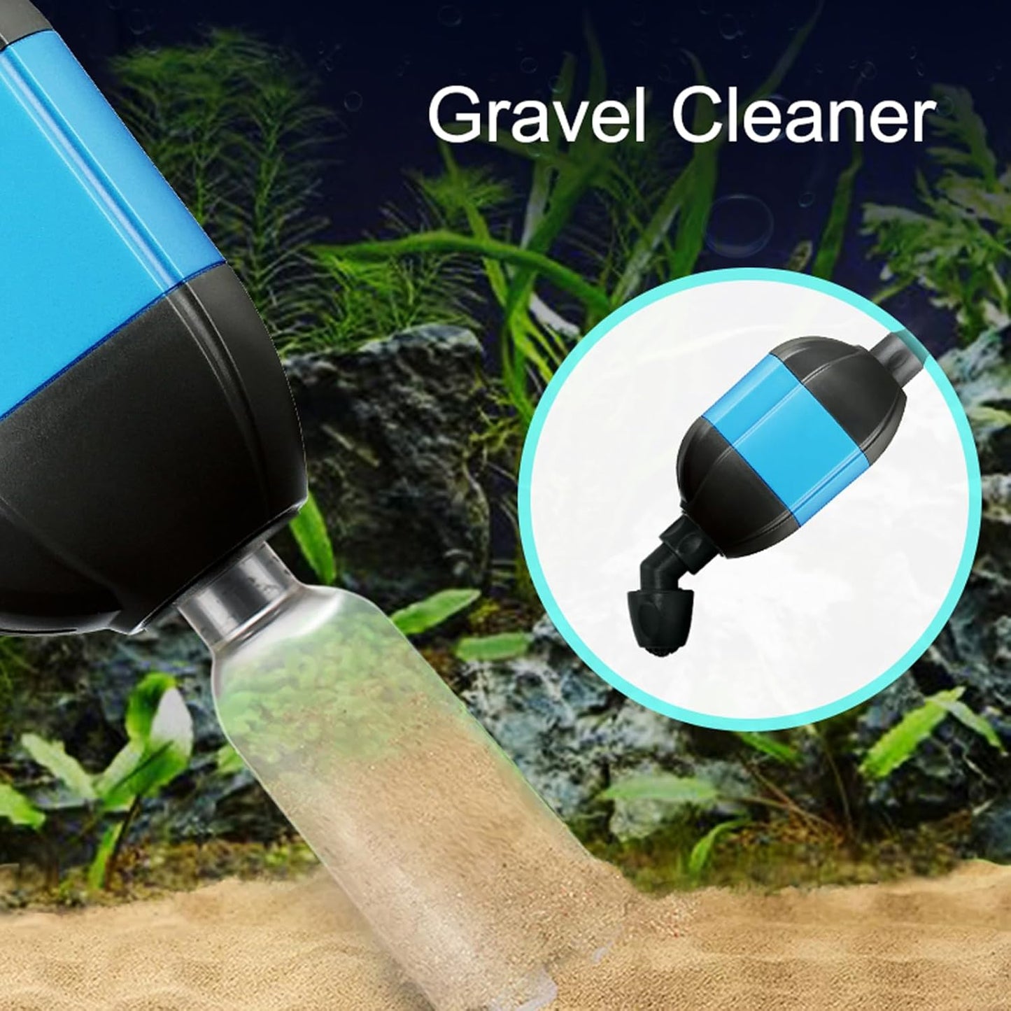 Carefree Fish 30W Electric Aquarium Gravel Cleaner with 6Ft Tubing 6IN1 Automatic Fish Tank Gravel Vacuum Water Changer Wash Sand and Water Circulation (for 20Gal~800Gal Fish Tank) 2.2Lb