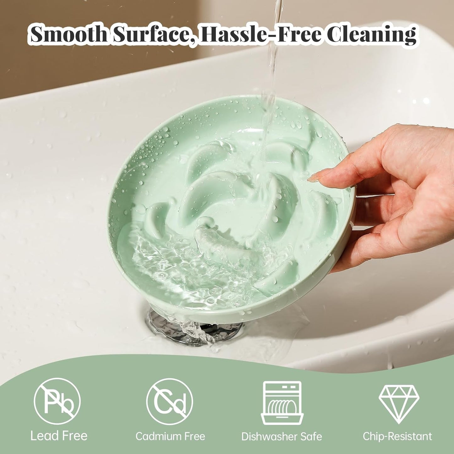 Melamine Slow Feeder Cat Bowls - Set of 3 Cat Food Dishes - Fun Maze Design for Slow Feeding - Dishwasher Safe - White × 3