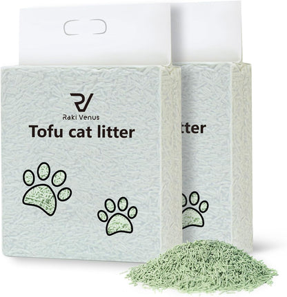 Tofu Cat Litter - Strong Clumping, Ultra Absorbent, Odor Control, Flushable, Low Tracking, Low Dust Tofu Litter Pellets 2 Packs/12LB (Green Tea)
