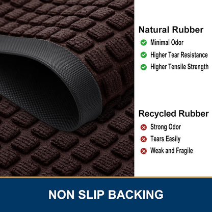 Smiry Front Door Mat Outside Entrance, Brown, 29.5" x 17" and Dog Door Mat for Muddy Paws, Brown, 30" x 20", 2 Item Bundle