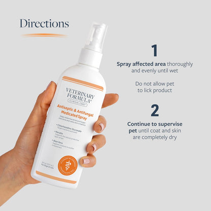 Veterinary Formula Clinical Care Antiseptic and Antifungal Medicated Spray for Dogs & Cats, 8 Fl Oz (1 Pack)
