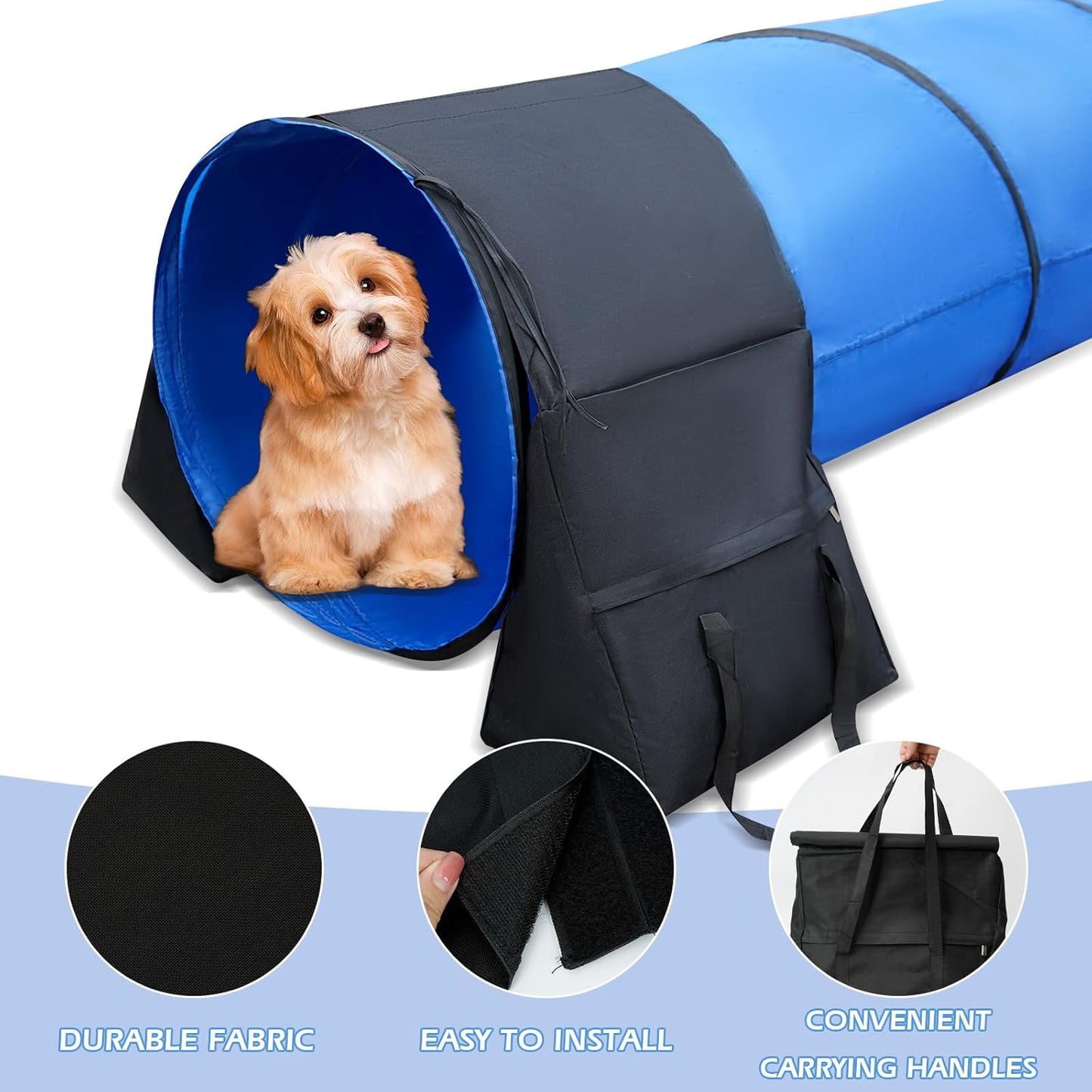 Rain Queen 10 Foot Dog Agility Tunnel with Sandbagsl - Premium Dog Agility Equipment for Effective Pet Agility Training.