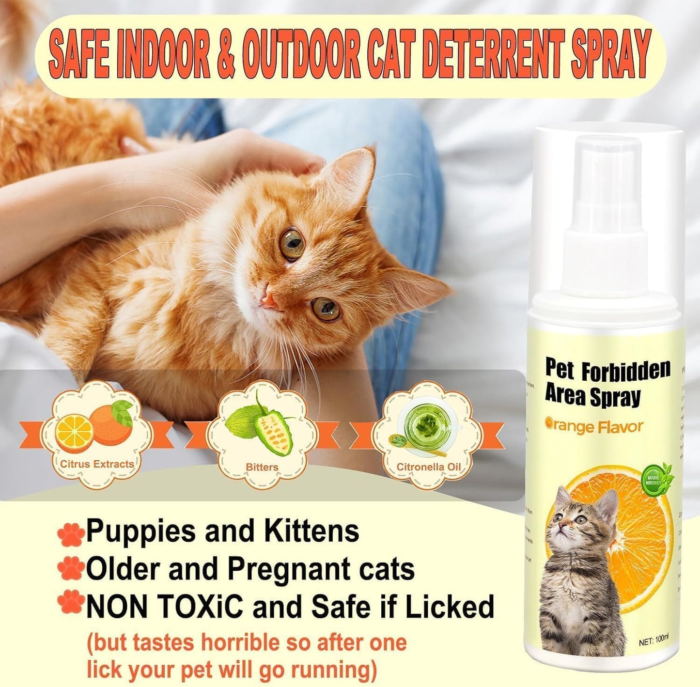 Cat Deterrent Spray – Anti-Scratch Cat Spray 100% Natural, Plant-Based Formula to Stop Scratching