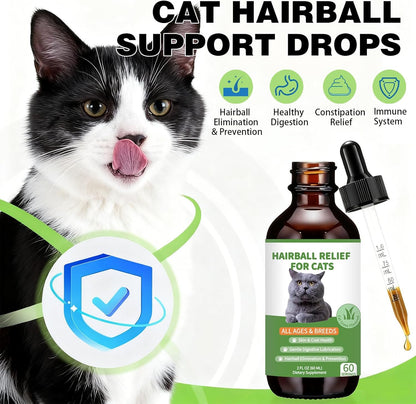 Hairball Treatment for Cats - Cat Hairball Remedy - Supports Skin & Coat, Digestion, Cat Furball Treatment, Helps Eliminate and Prevent Hairballs for Indoor Cats and Kittens(Cat Grass Flavor)