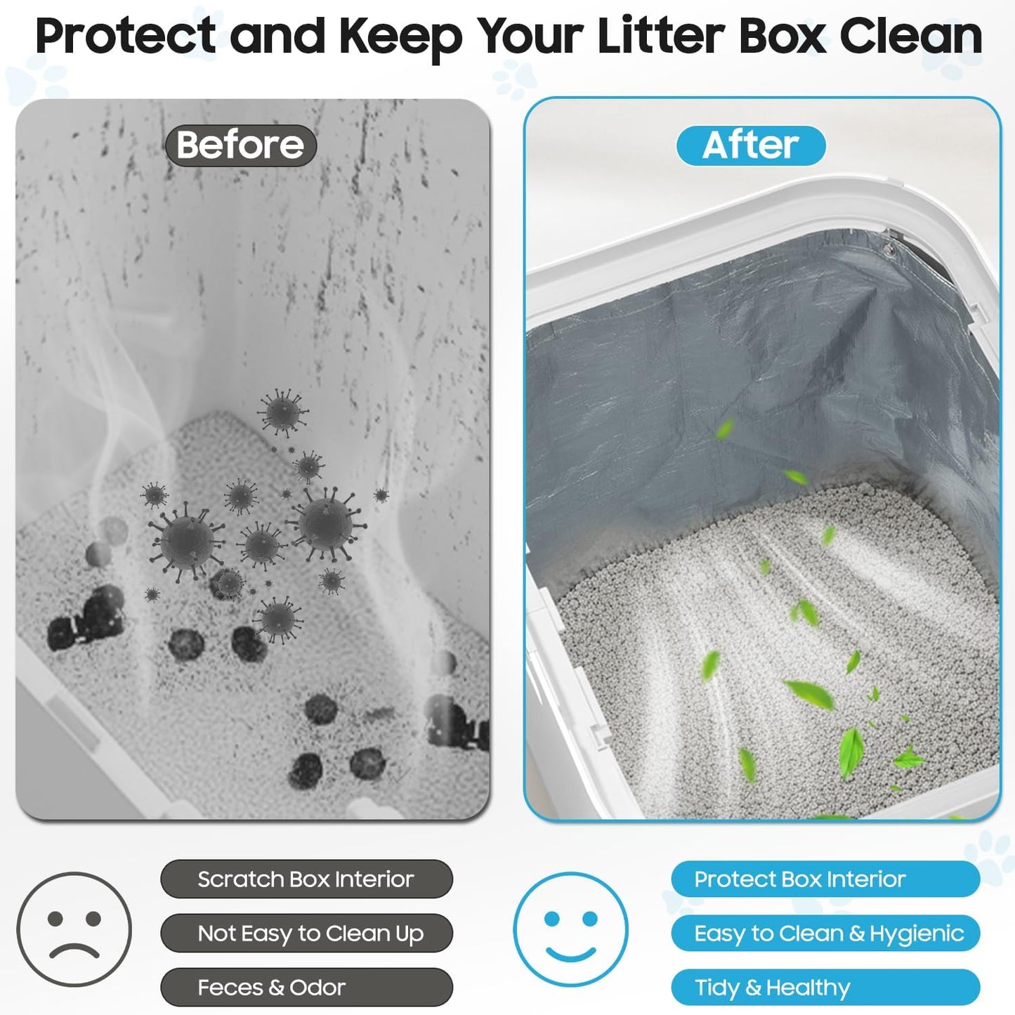 4 Pack Top-Entry Liners Compatible with Modkat XL Litter Box, Reusable Litter Box Liner Type C with Carrying Handles, Waterproof & Scratch-Resistant Liner for Cat Litter Box