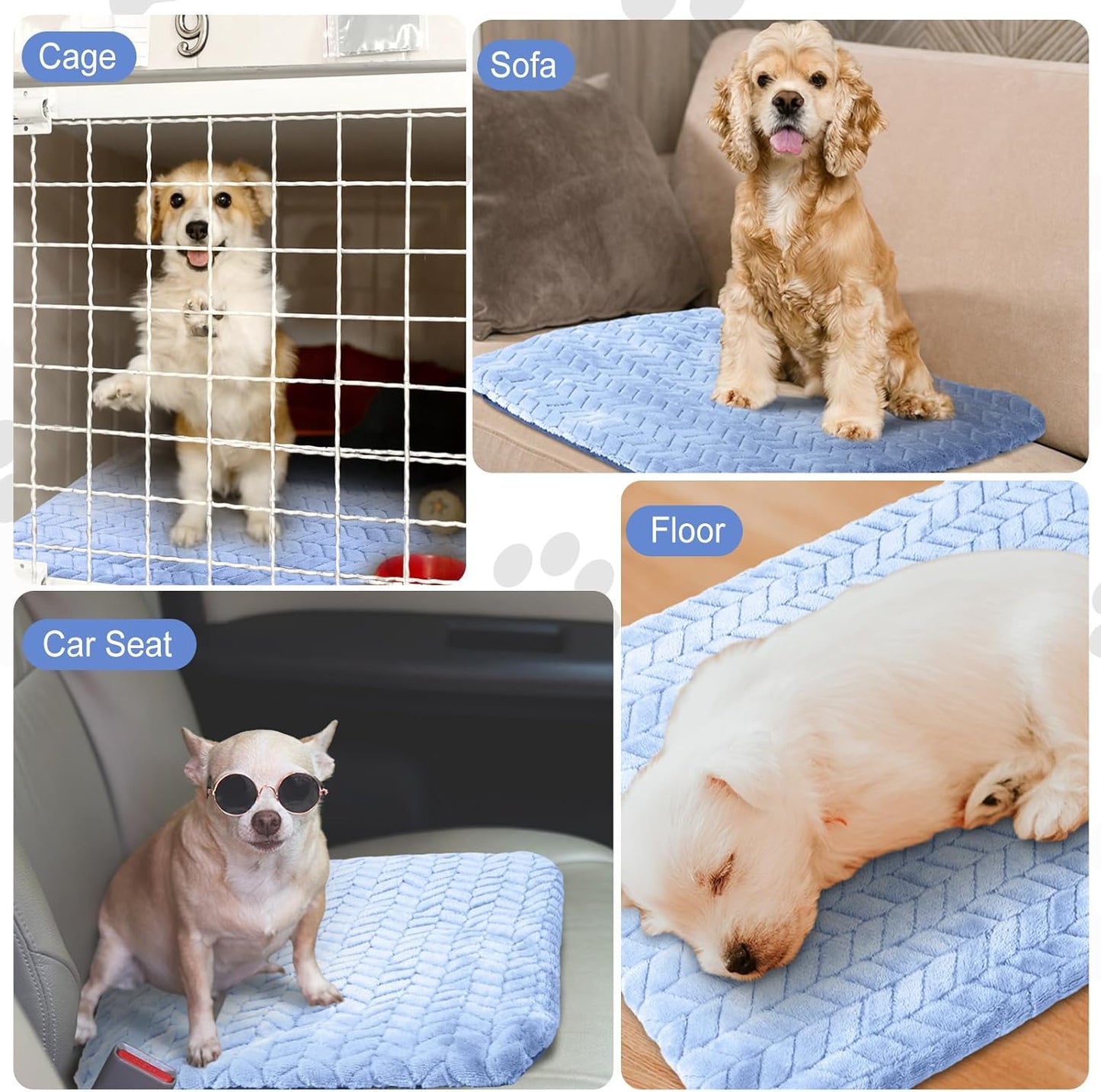 4 Pack Self Heating Cat Pad Self Warming Cat Bed Non Slip Warm Thermal Dog Pad Mat Washable Pet Kennel Crate Bed Mat for Pets Indoor Outdoor (Blue,16 x 20 Inch)