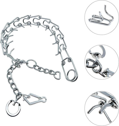 Prong Pinch Collar for Dogs with Quick Release Buckle, Adjustable Training Collar for Small Medium Large Dogs, Helps Prevent Dog from Pulling(2.3mm, Neck Size 13"-15"), Silver