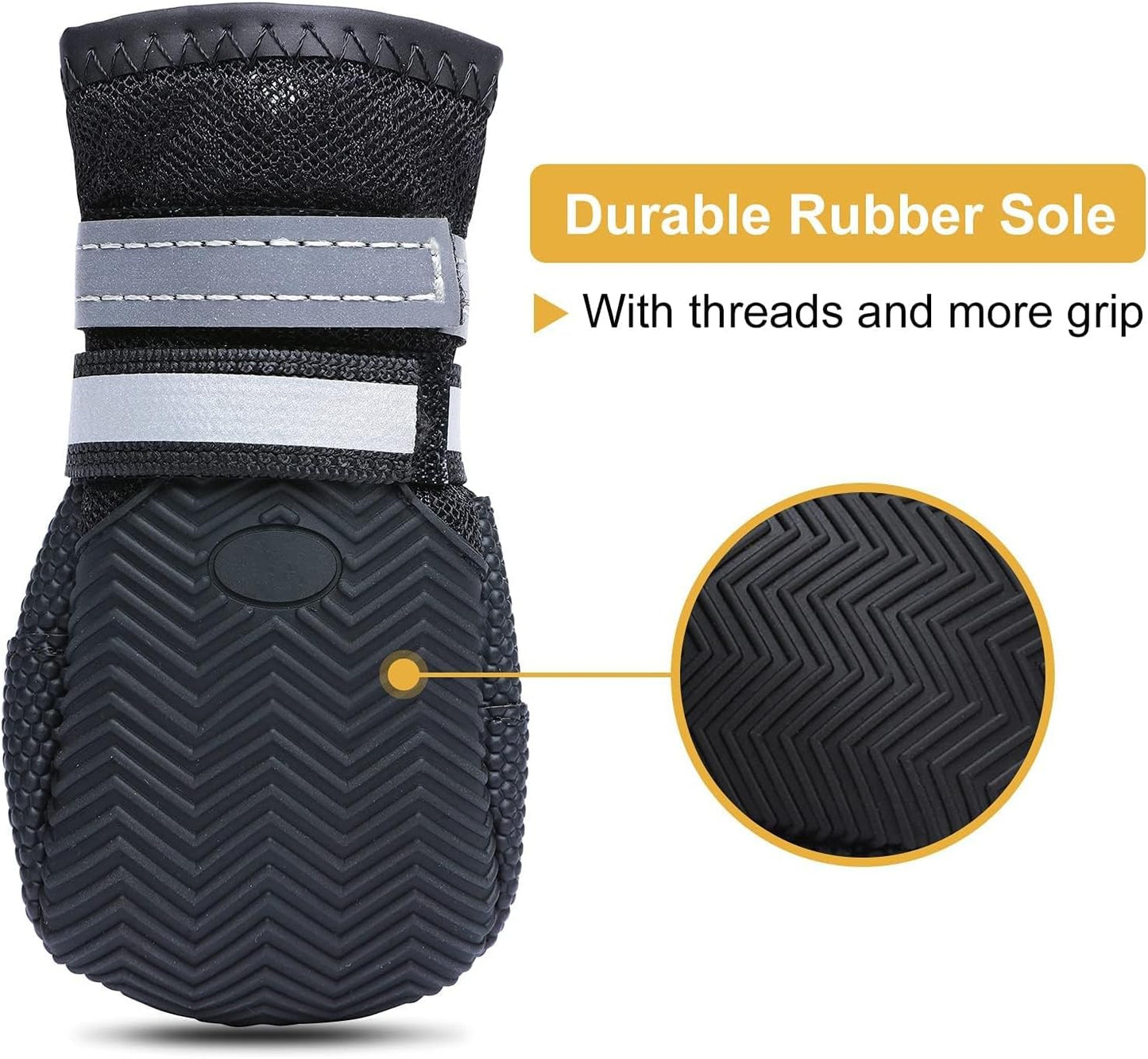 Dimicoo Breathable Dog Boots for Medium Large Dogs,Non-Slip Dog Shoes for Winter Snow and Summer Hot Pavement,Lightweight Paw Protector Dog Booties for Outdoor Walking Indoor Hardwood Floors