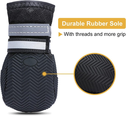 Dimicoo Breathable Dog Boots for Medium Large Dogs,Non-Slip Dog Shoes for Winter Snow and Summer Hot Pavement,Lightweight Paw Protector Dog Booties for Outdoor Walking Indoor Hardwood Floors