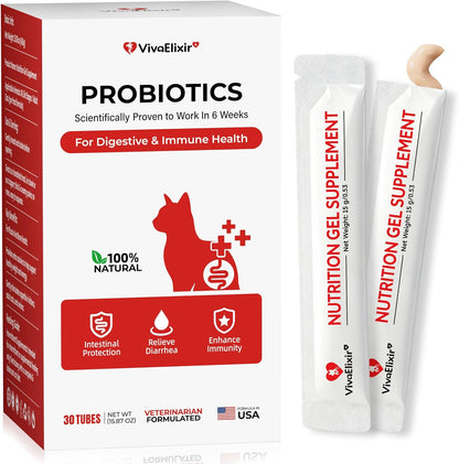 Probiotic Cat Bars for Cats | 8 Highly Active Probiotics + Prebiotics | Gastrointestinal Health | Chicken Flavor | Easy to Digest | Stool Fighter (12g x 30 Bars)