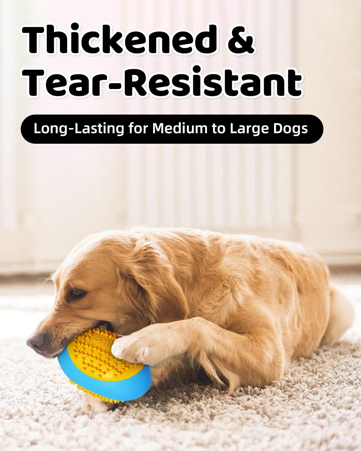 Olive Squeaky Dog Chew Ball for Aggressive Chewers Interactive Fetch Toy, TPR Material, Dental Cleaning Dog Toy for Small Medium Large Dog, Indoor Outdoor Puppy Chew Toy Orange