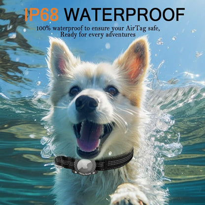 AirTag Dog Collar, IPX8 Waterproof Air Tag Dog Collar Holder, Reflective, Durable, Comfortable Padded GPS Collars for Small Medium Large Dogs, Black, L