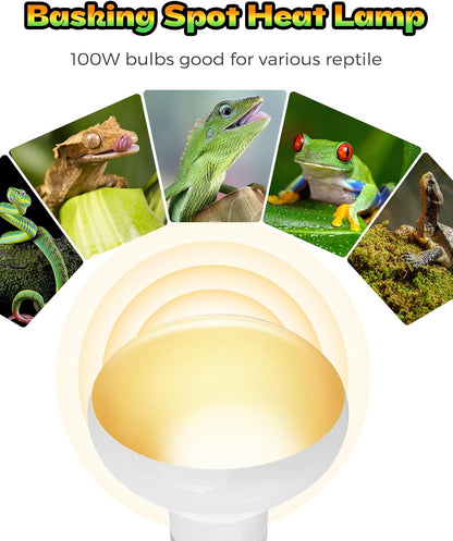 Reptile Heat Lamp 2 Pack, 100W Heat Lamp Bulbs for Reptiles, Amphibians Basking Heat Lamp Bulbs, UVA Daylight Basking Light for Reptiles, Bearded Dragon, Lizard, Turtle, Chicken