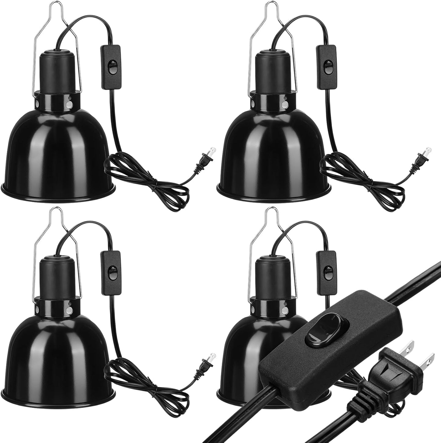 Macarrie 4 Pack Reptile Heat Lamp Fixture, 5.5 Inch Metal Dome Light Fixtures for Reptiles UVB Bulb Basking Heat Bulb, Brooder, Plants, Amphibians, Lizard Turtles Terrariums