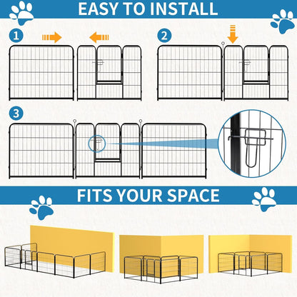 NEWBULIG Dog Playpen 8 Panels 40" Height Foldable Heavy Duty Metal Dog Exercise Playpen Puppy Fence for Indoor Outdoor Yard