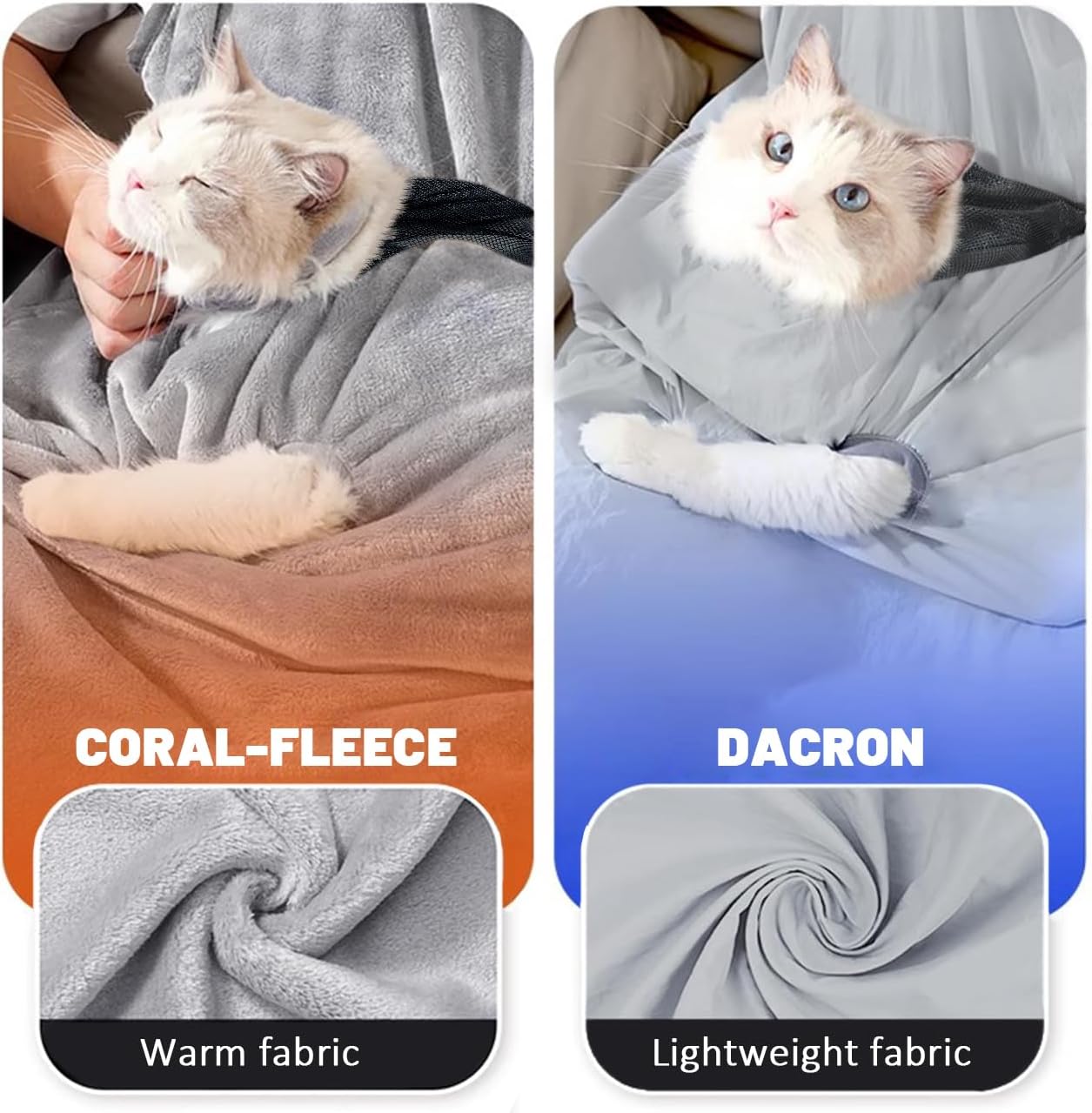 La La Pet Cat Apron Carrier Hand-Free Pet Carrier Sling with Holes Adjustable Sleeping Bag for Small Sized Animals Kitten Carrier Pouch Reduce Hair Sticking Coral Fleece