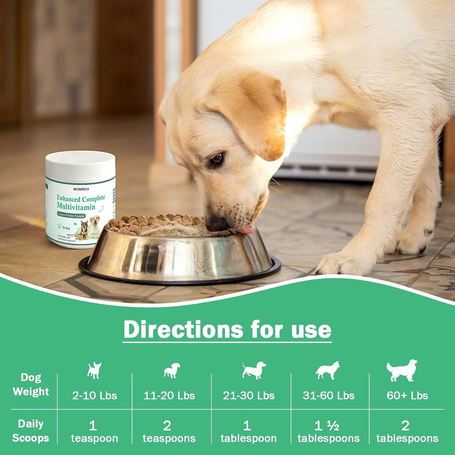 Dog Vitamins and Supplements Probiotics Powder 1LB - Enhanced Complete Multivitamin for Dogs Homemade Dog Food Supplement Supports Immune, Skin & Coat, Digestion with Vitamins, Omega-3, Probiotics